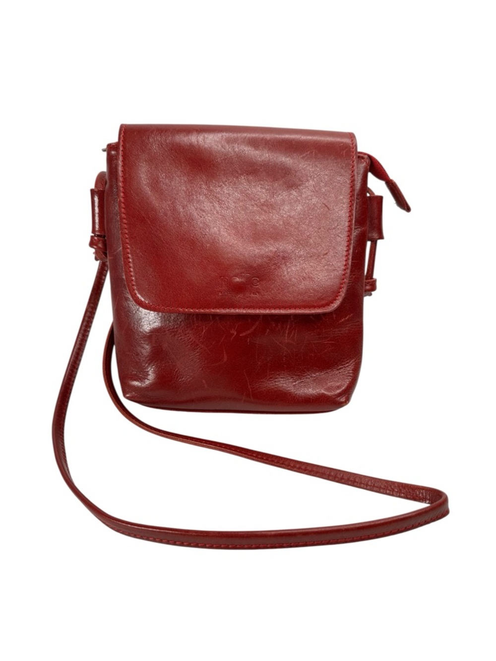 Vera Pelle Italian Leather Crossbody Bag Red Vintage Italy Shoulder Purse